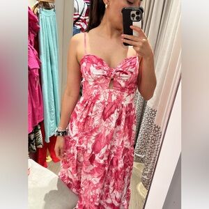 Francesca’s Ruffle Mid Dress floral printed